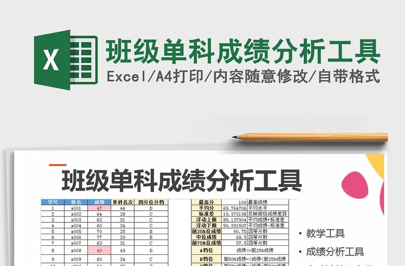 2021年班级单科成绩分析工具