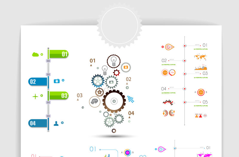 12款矢量商務PPT時間軸數據統計圖表