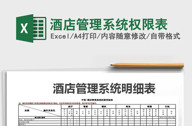 2021年酒店管理系統權限表