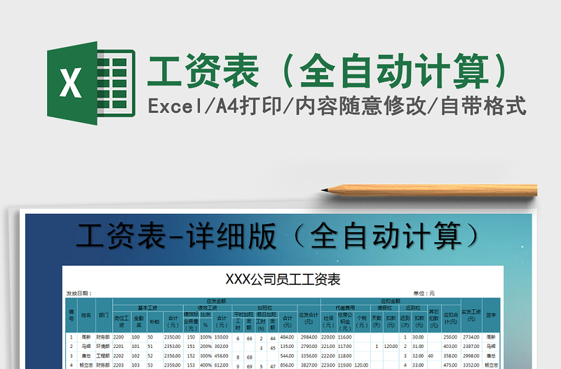 2021年工資表(全自動(dòng)計(jì)算)免費(fèi)下載