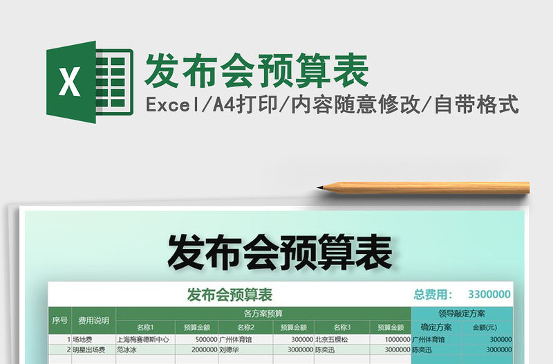 2021年發(fā)布會預(yù)算表