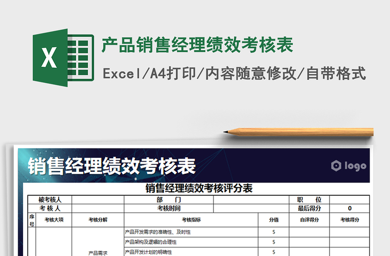 2021年产品销售经理绩效考核表