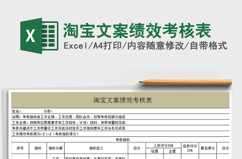 2021年淘宝文案绩效考核表