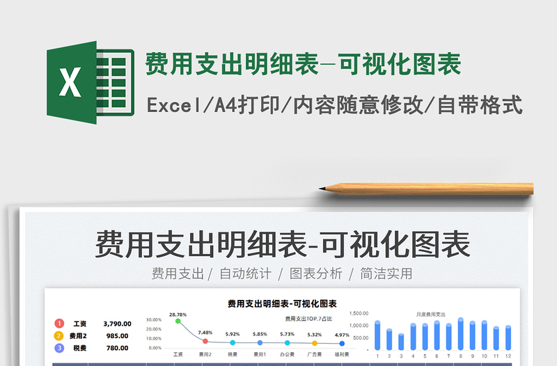 2021費(fèi)用支出明細(xì)表-可視化圖表免費(fèi)下載