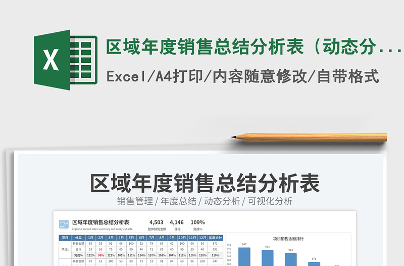 區(qū)域年度銷售總結(jié)分析表(動(dòng)態(tài)分析)