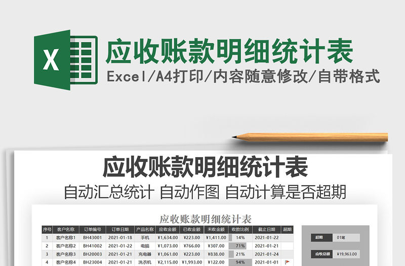 2021年應收賬款明細統計表