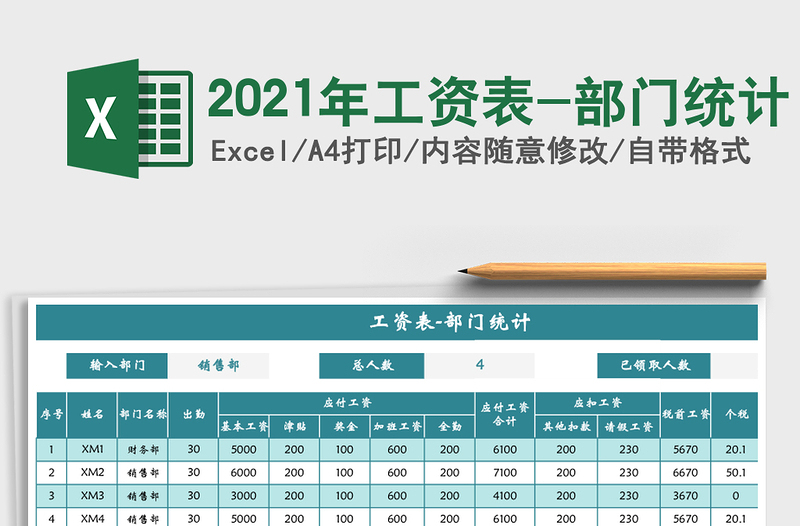 2021年工資表-部門統(tǒng)計(jì)