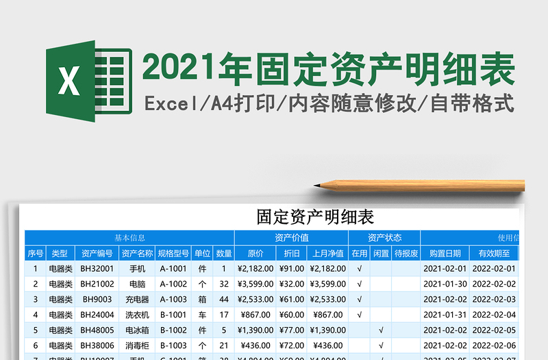 2021年固定資產明細表