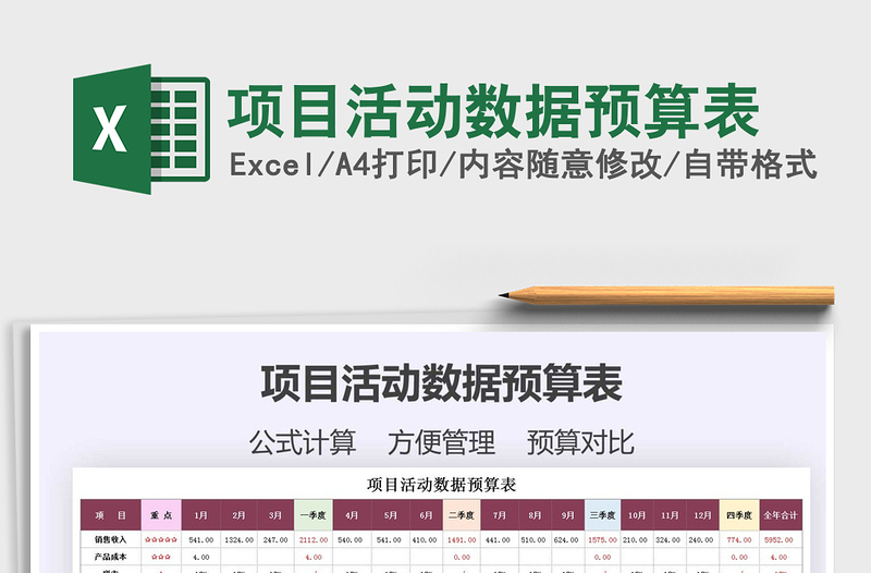 2021年项目活动数据预算表免费下载