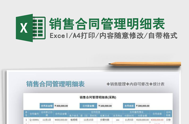 2021年銷售合同管理明細表