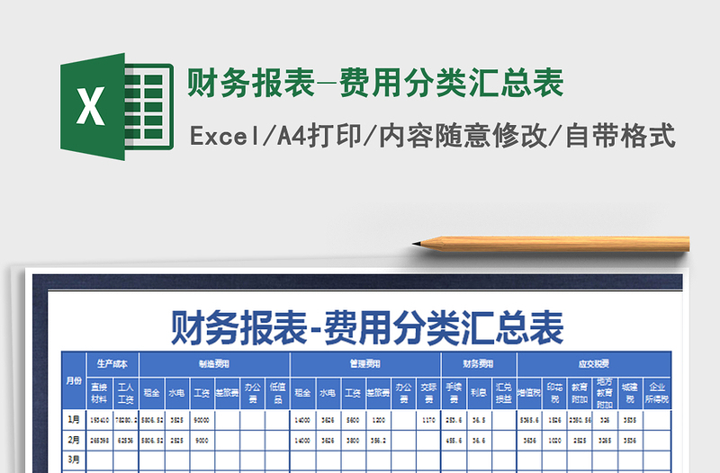 2021年财务报表-费用分类汇总表