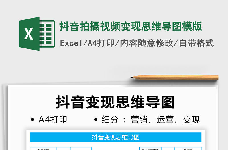 2021抖音拍攝視頻變現思維導圖模版免費下載