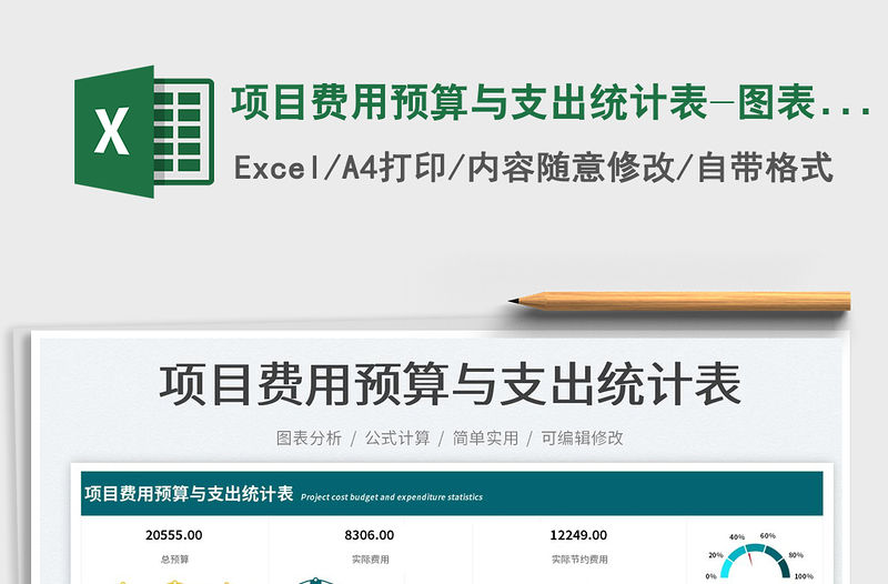 項目費用預算與支出統計表-圖表分析