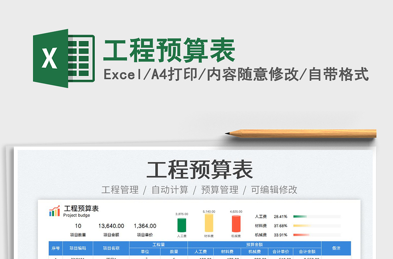 2023工程预算表免费下载