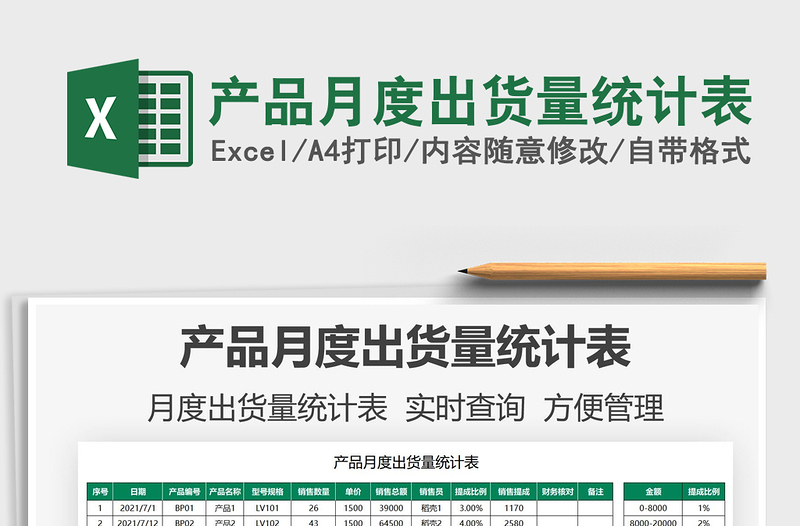2021產(chǎn)品月度出貨量統(tǒng)計表免費下載