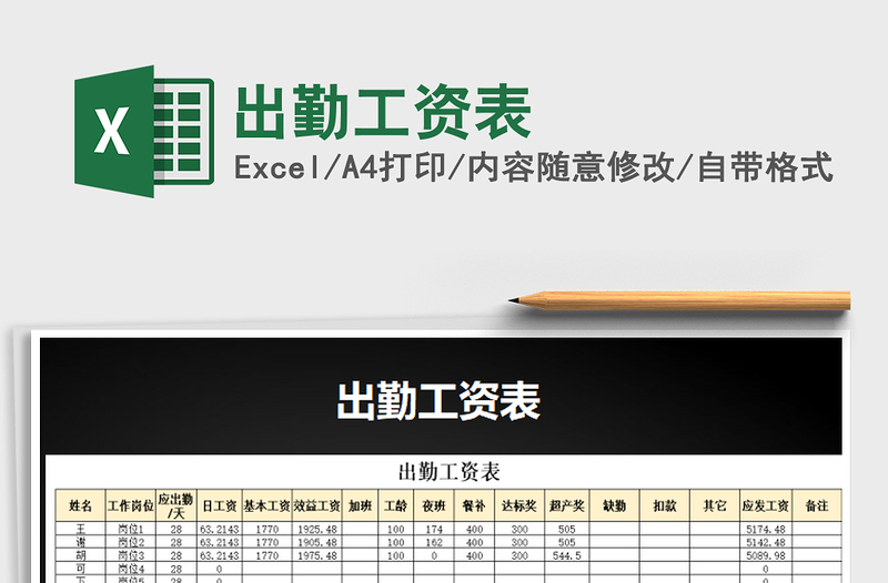 2022年出勤工資表