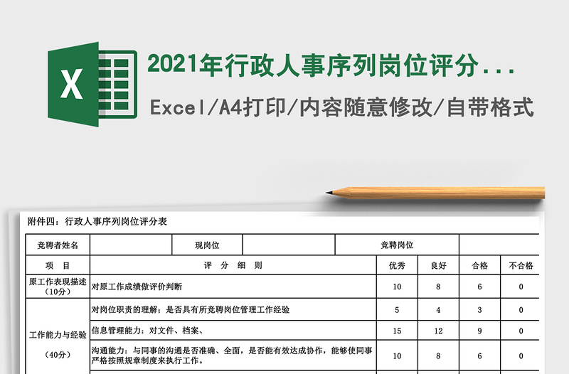 2021年行政人事序列崗位評(píng)分表