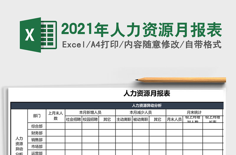 2021年人力資源月報(bào)表