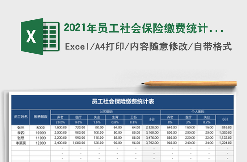 2021年員工社會保險繳費統(tǒng)計表