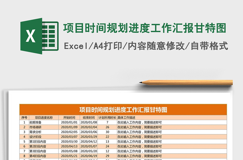 2021年项目时间规划进度工作汇报甘特图