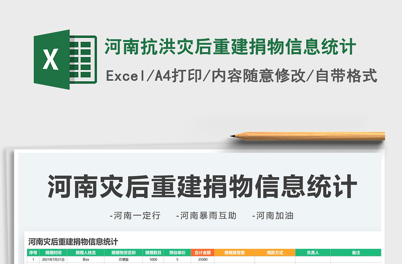 2021河南抗洪災后重建捐物信息統(tǒng)計免費下載