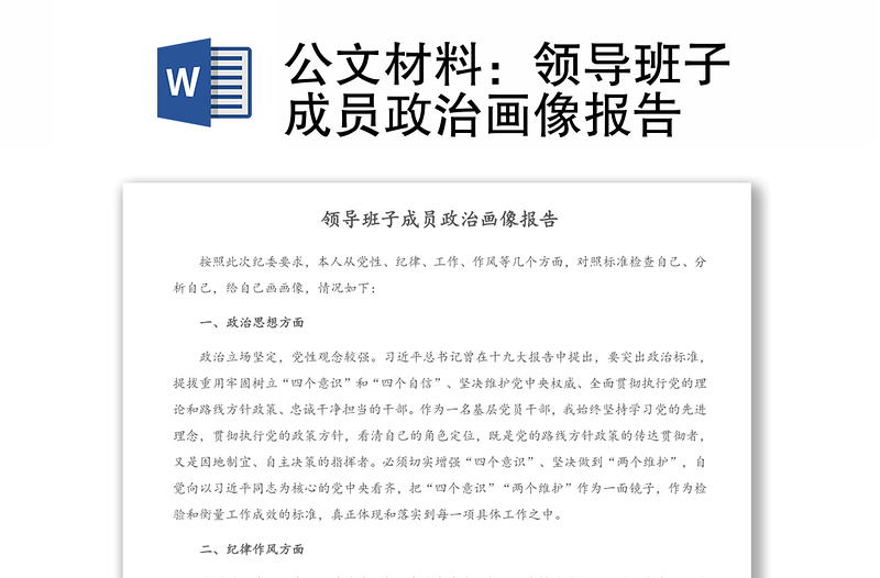 公文材料：領導班子成員政治畫像報告