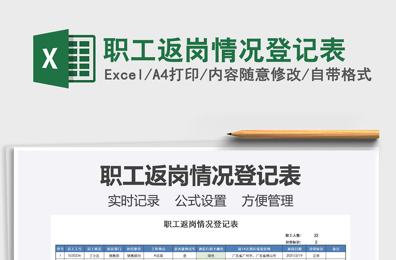 2021年職工返崗情況登記表