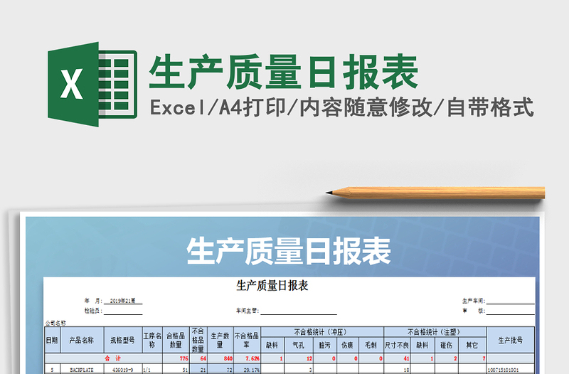 2021年生产质量日报表免费下载