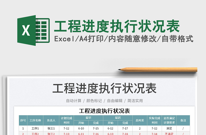 2023工程進度執(zhí)行狀況表免費下載