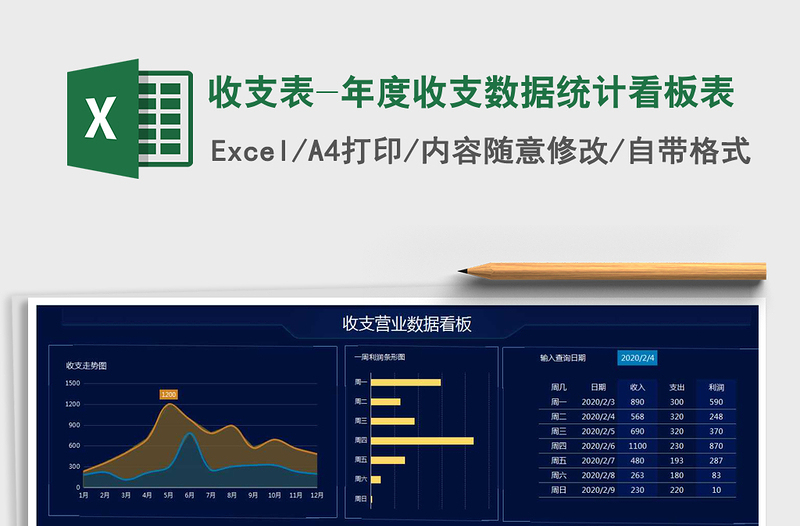 2021年收支表-年度收支數(shù)據(jù)統(tǒng)計(jì)看板表