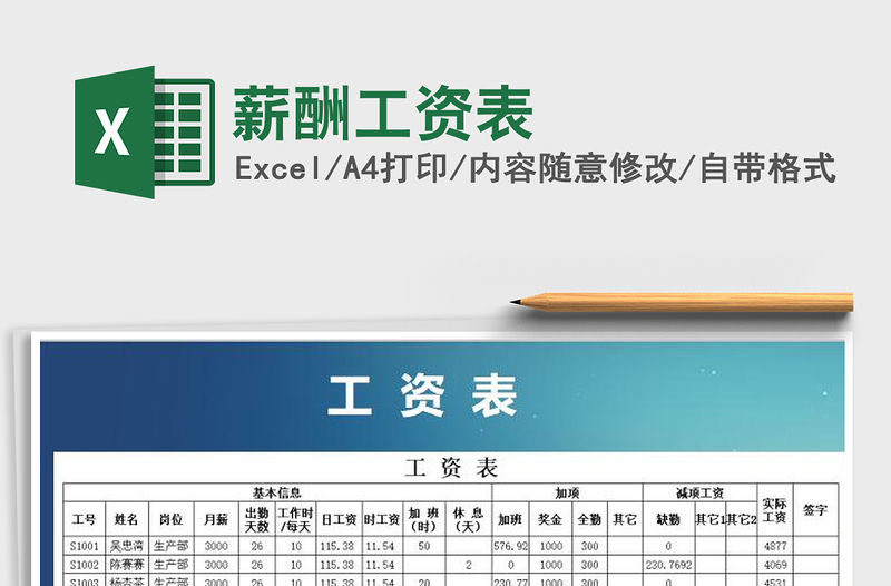 2021年薪酬工資表