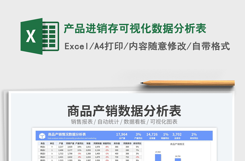 產(chǎn)品進銷存可視化數(shù)據(jù)分析表免費下載