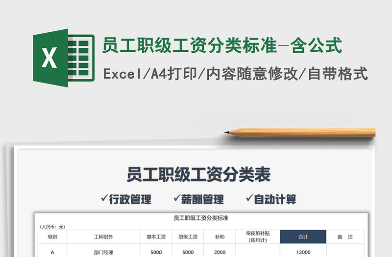 2021年员工职级工资分类标准-含公式