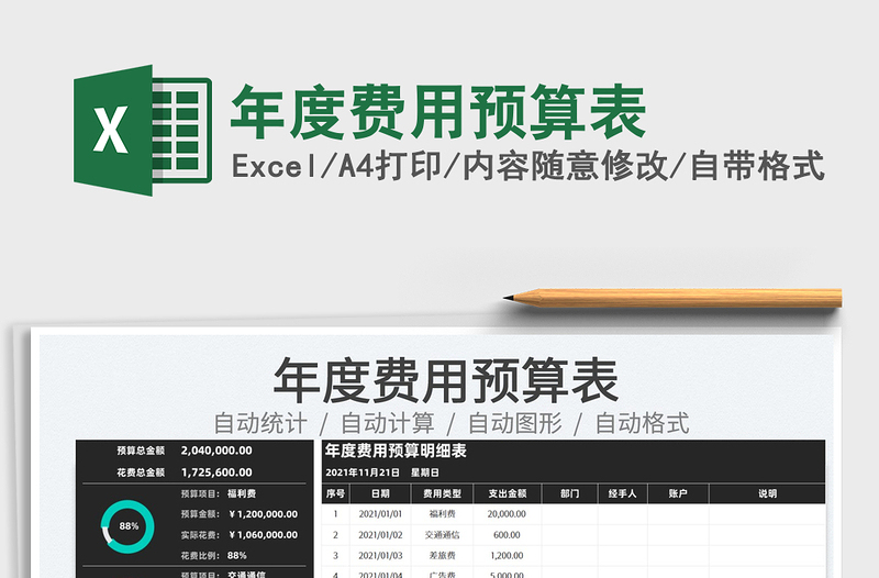 2021年度費(fèi)用預(yù)算表免費(fèi)下載
