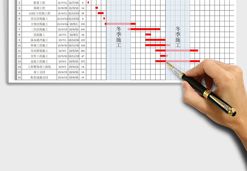 2021施工进度计划横道图-自动绘制免费下载-excel表格-工图网