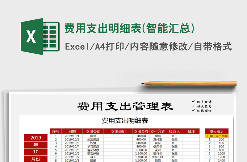 2021年費用支出明細(xì)表(智能匯總)