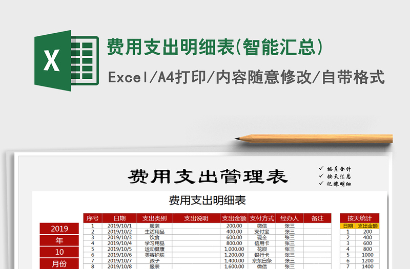 2021年费用支出明细表(智能汇总)