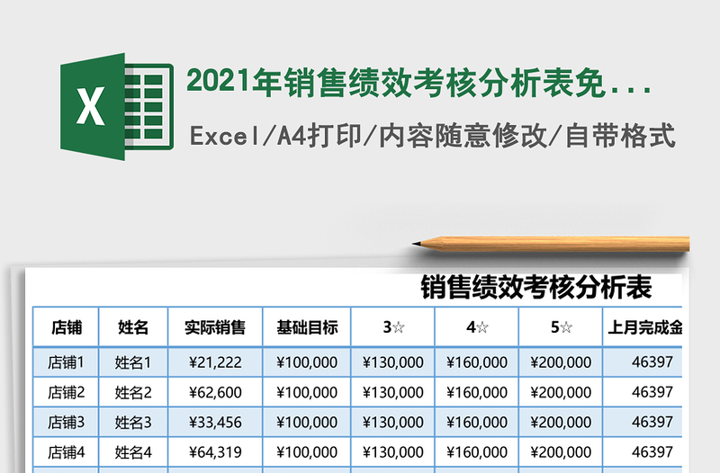 2021年銷售績效考核分析表免費(fèi)下載