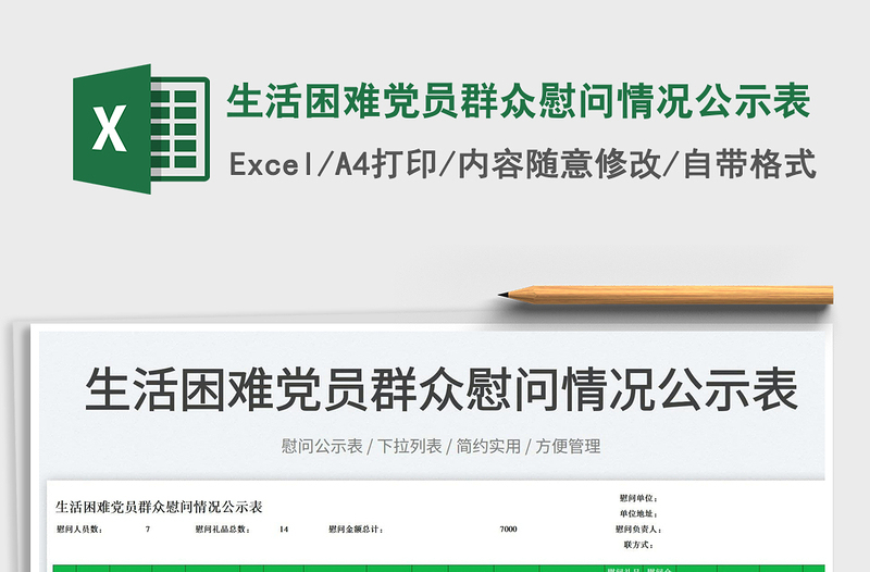 2022生活困難黨員群眾慰問情況公示表免費下載