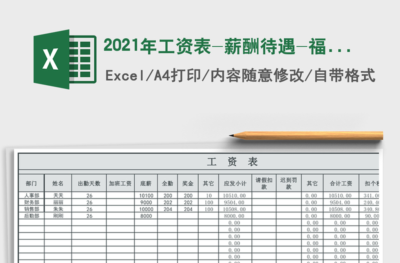 2021年工資表-薪酬待遇-福利管理