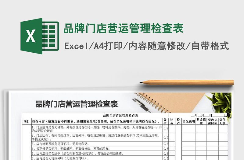 2021年品牌門店營運管理檢查表