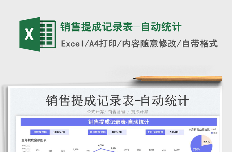 2023銷售提成記錄表-自動統(tǒng)計免費下載