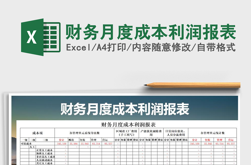 2021年財務(wù)月度成本利潤報表