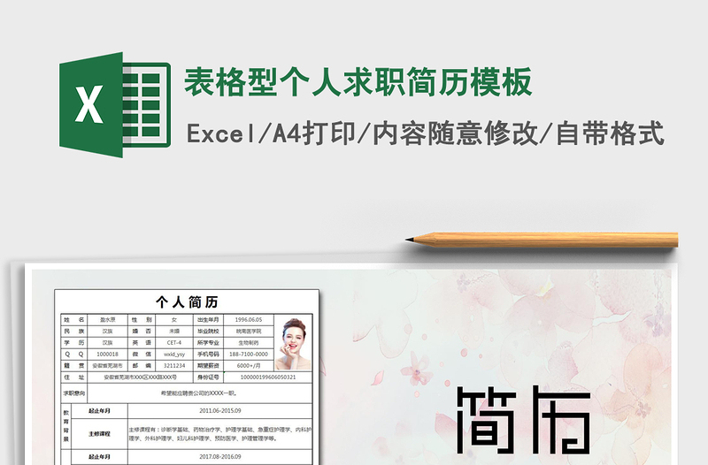 2021年表格型個(gè)人求職簡(jiǎn)歷模板