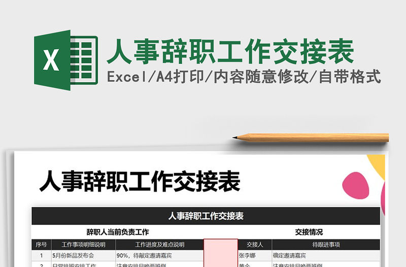 2021年人事辭職工作交接表