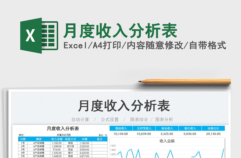 2023月度收入分析表免費(fèi)下載