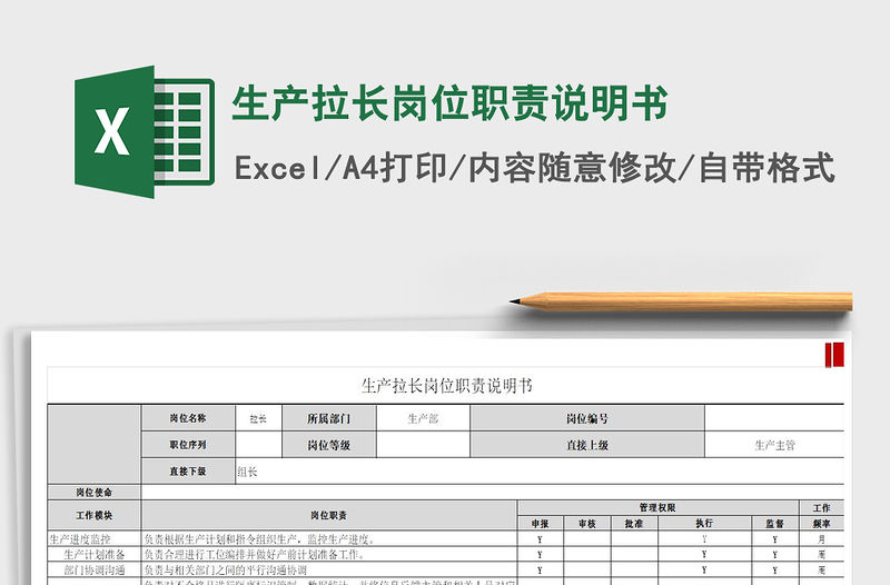 2021年生產拉長崗位職責說明書