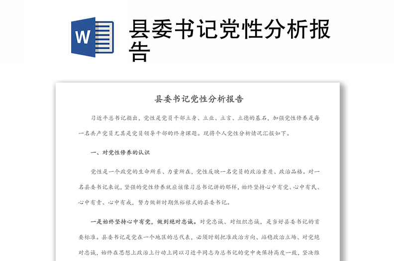 縣委書記黨性分析報(bào)告