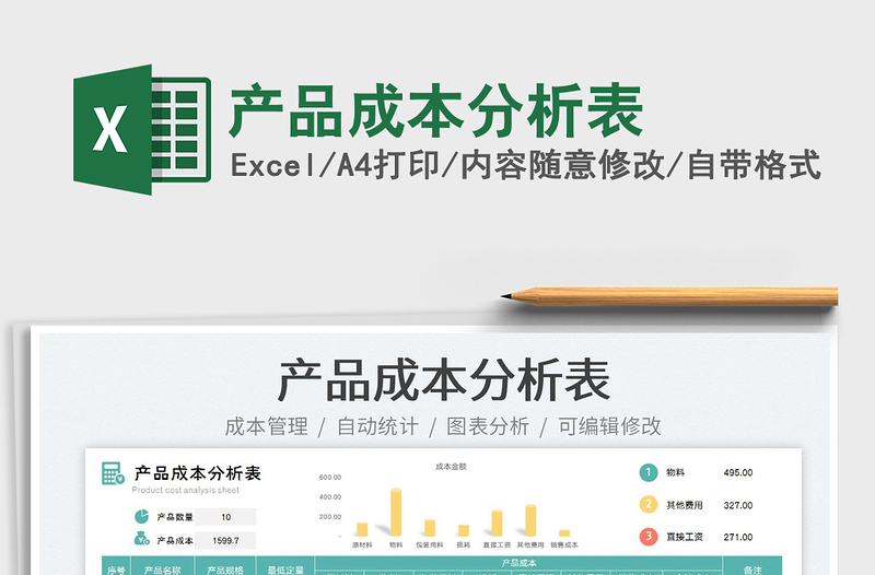 2023產(chǎn)品成本分析表免費下載