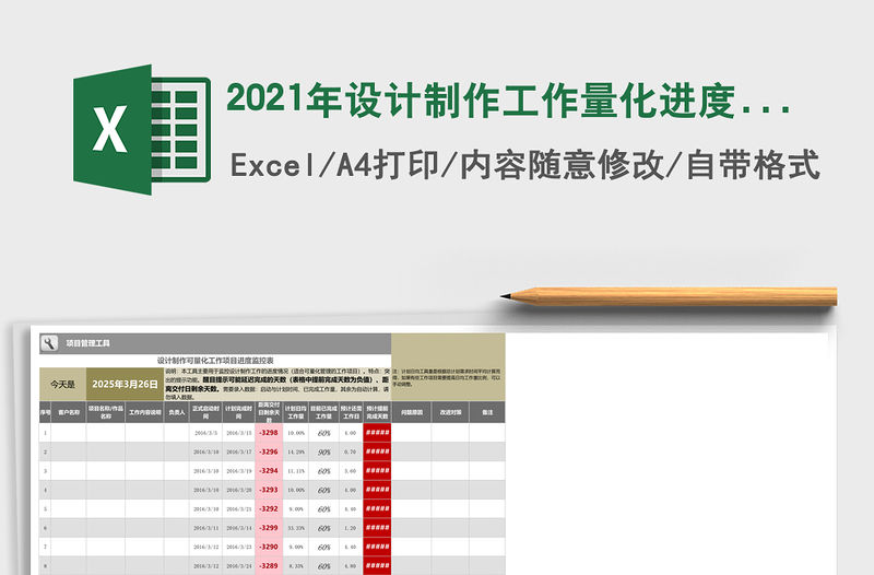 2021年設計制作工作量化進度控制表